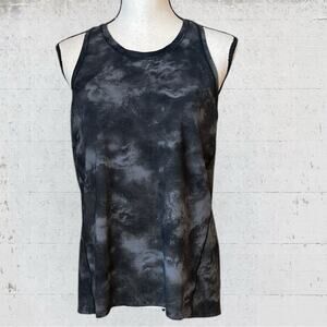 Athleta Black Gray Ultimate Train Printed Tank Top Nebula Racerback Size Medium